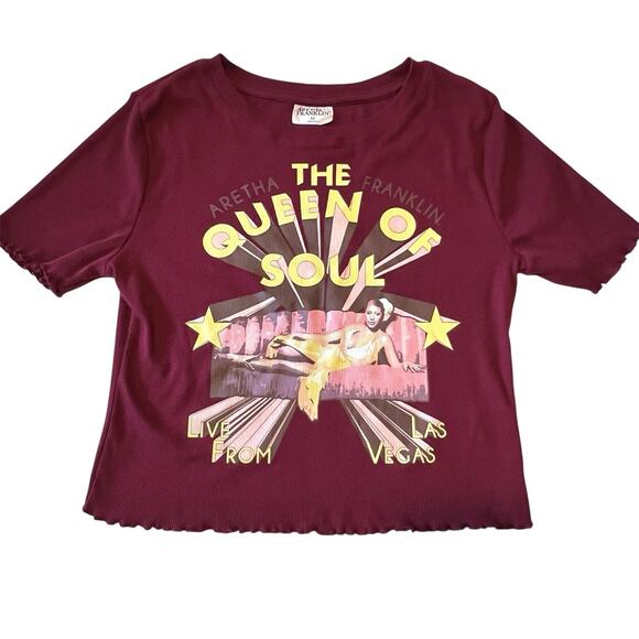 Aretha Franklin Graphic Crop Tee Shirt The Queen Of Soul Live in Vegas Women's M - Picture 1 of 10